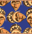seamless pattern vintage woodenn masks vector image