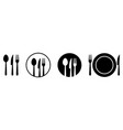 set cutlery fork knife spoon and plate vector image
