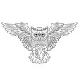wild animal owl with heart and open wings vector image