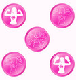 woman strength round pink buttons set vector image vector image