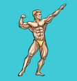 bodybuilder muscle man fitness posing colored vector image vector image