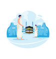 islamic hajj pilgrimage with muslim doing sai vector image