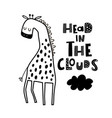cute hand drawn giraffe in black and white style vector image
