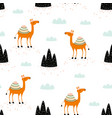 seamless pattern with cute camel and elements vector image