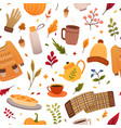 autumn seamless pattern fall season doodle vector image vector image