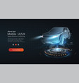 holographic 3d wireframe car model rotating vector image vector image