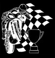 white silhouette riders on sport motorbike vector image