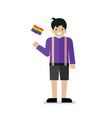 young people with lgbt rainbow flag vector image vector image