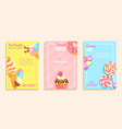set of sweet candy bakery ice cream shops flyers vector image vector image