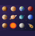 planets collection solar system elements galaxy vector image