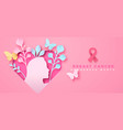breast cancer awareness papercut pink woman banner vector image