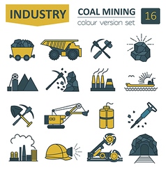 Coal mining icon set colour version design Vector Image