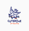 quirky cute dove cartoon outline logo icon vector image vector image