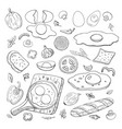 scrambled eggs and vegetables collection vector image