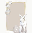 gold easter frame with bunny and eggs vector image