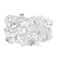 linear drawing set cute children vector image
