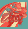 skull twisted a snake with hat vector image
