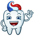 cheerful tooth cartoon character with toothpaste h vector image