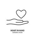 heart in hand line icon health care vector image