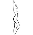 linear silhouette of a slim naked woman in profile vector image