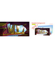 parallax background with cave river and forest vector image vector image