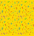 bright colorful confetti and serpentine on yellow vector image