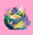 girl character in sleep pose fantasy leaves vector image