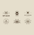 set of silhouette spider logo vintage template vector image