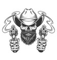 vintage bearded and mustached cowboy skull vector image vector image