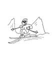 man playing snowboard outlined cartoon hand drawn vector image