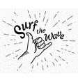 surf the wave retro black and white vector image