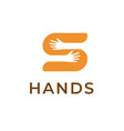 hands holding s letter logo template creative vector image