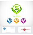 letter s green leafs logo set vector image
