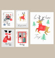 christmas and happy new year set greeting cards vector image vector image