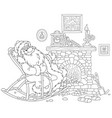 santa claus in a rocking chair fire vector image