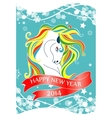new year 2014 card with horse and ribbon vector image vector image