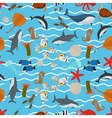 sea animals seamless pattern with waves vector image vector image