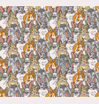 big group rabbits seamless pets animal pattern vector image