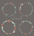 set of vintage wreaths in natural plant flowers vector image