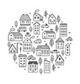 hand drawn cute house doodle vector image