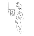 cartoon of basketball player scoring goal vector image