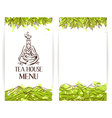 green tea menu template zen monk with teapot logo vector image vector image