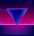 80s sci-fi background with perspective grid vector image