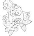 cartoon cute christmas owl in winter hat vector image