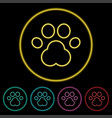 paw flat icon neon style vector image vector image