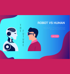 Robot vs human ai artificial intelligence replace Vector Image
