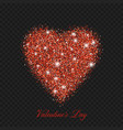 valentine day red glitter shiny heart vector image vector image