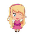 cute anime chibi little girl cartoon style vector image