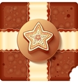 christmas chocolate box with badge and ribbon vector image vector image