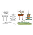 mountain fuji in japan vintage color vector image
